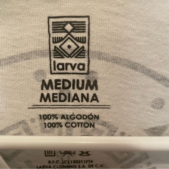 Larva Mens Aztec tribal Eagle Wolf Long Sleeve 100% Cotton Tee Size M - Picture 4 of 6